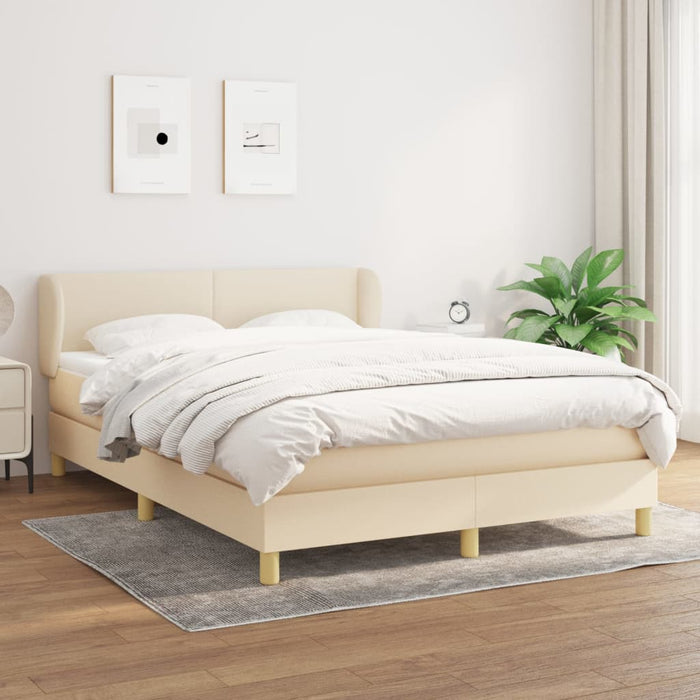 Pat box spring cu saltea, crem, 140x200 cm, textil - WALTI WALTI