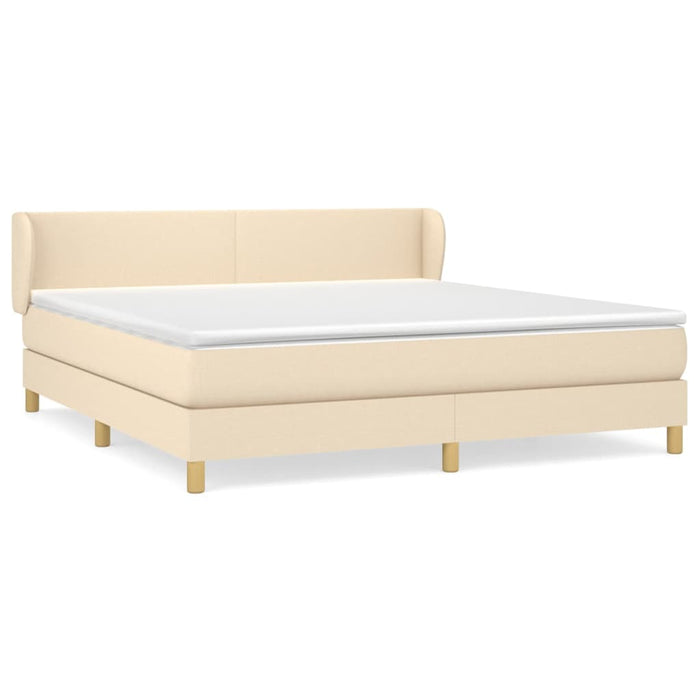 Pat box spring cu saltea, crem, 160x200 cm, material textil - WALTI WALTI