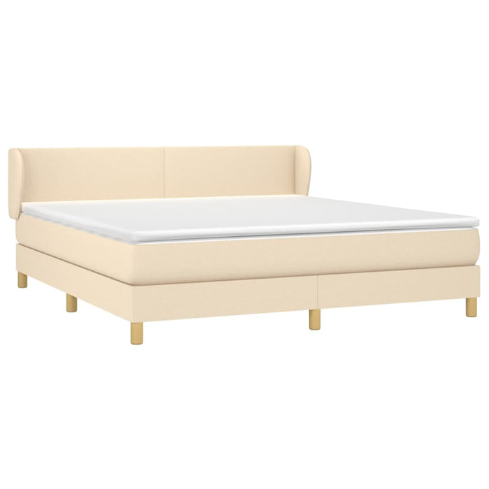 Pat box spring cu saltea, crem, 160x200 cm, material textil - WALTI WALTI