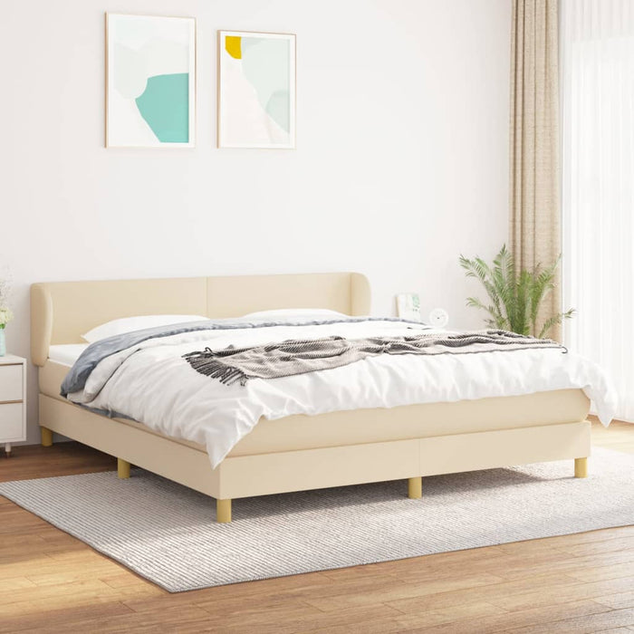Pat box spring cu saltea, crem, 160x200 cm, material textil - WALTI WALTI