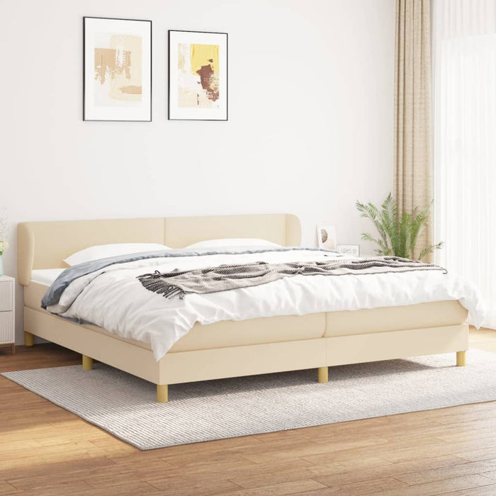 Pat box spring cu saltea, crem, 200x200 cm, textil - WALTI WALTI