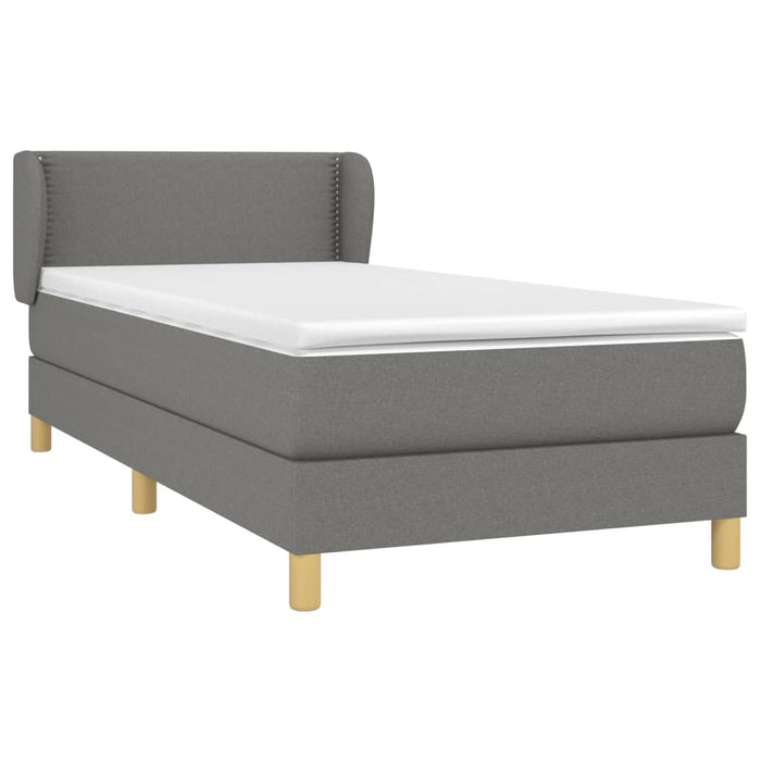 Pat box spring cu saltea, gri închis, 80x200 cm, textil WALTI