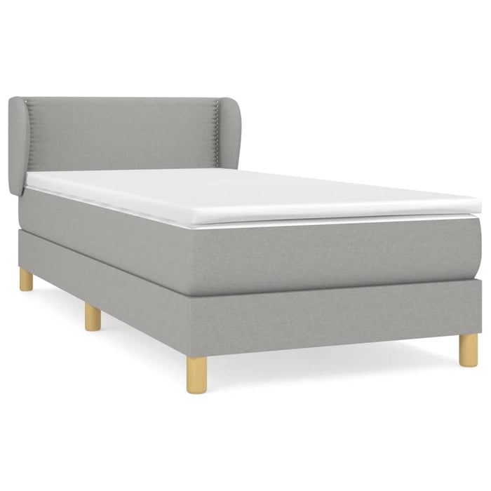 Pat box spring cu saltea, gri deschis, 90x200 cm, textil WALTI