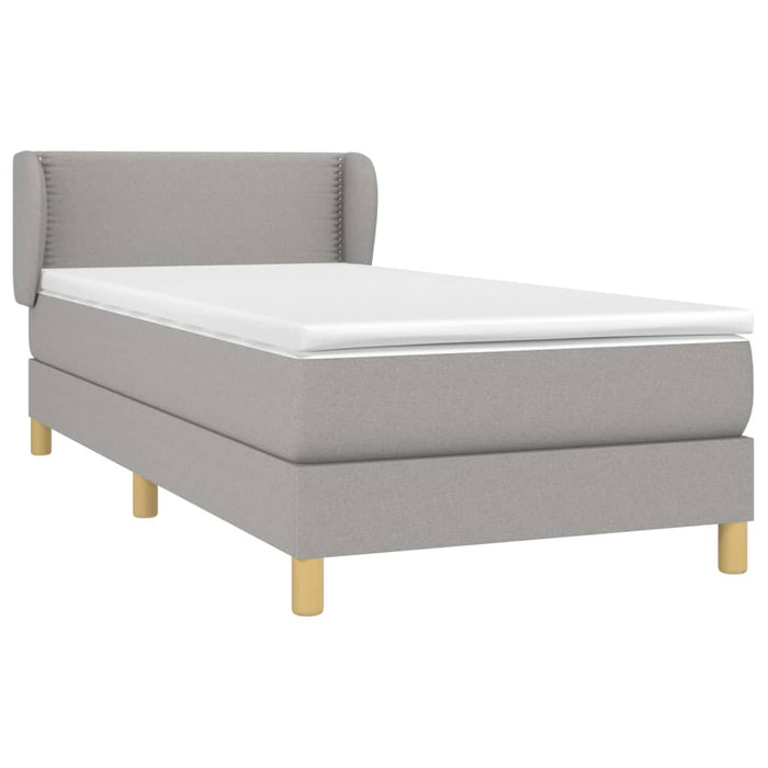 Pat box spring cu saltea, gri deschis, 90x200 cm, textil WALTI