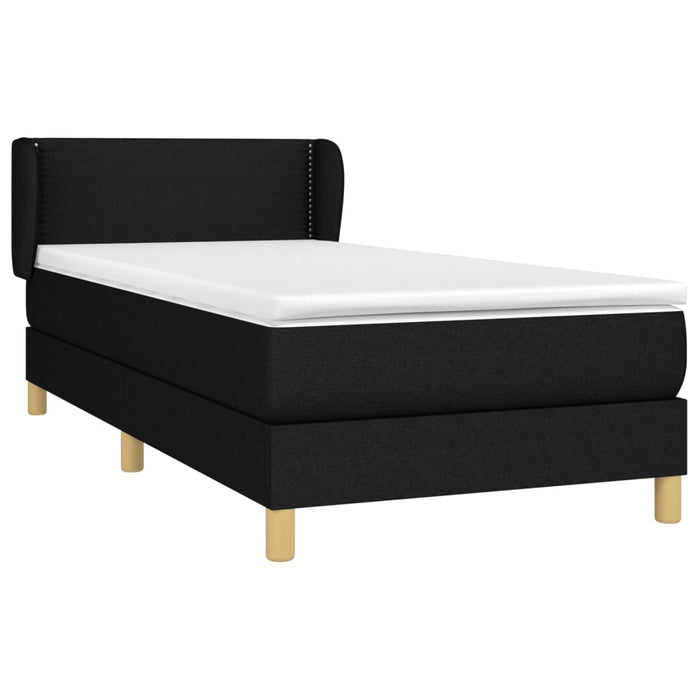 Pat box spring cu saltea, negru, 90x200 cm, textil - WALTI WALTI