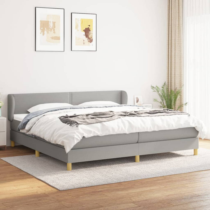 Pat box spring cu saltea, gri deschis, 200x200 cm, textil - WALTI WALTI