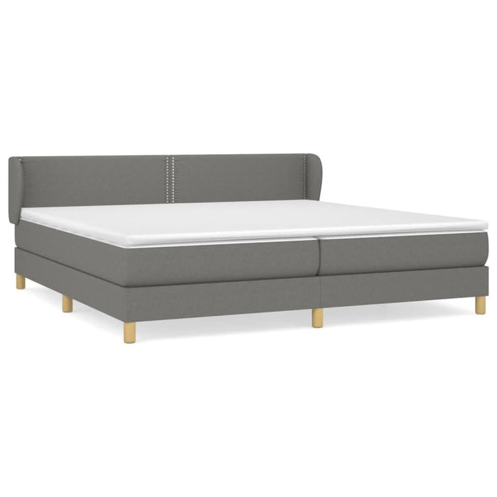 Pat box spring cu saltea, gri închis, 200x200 cm, textil - WALTI WALTI