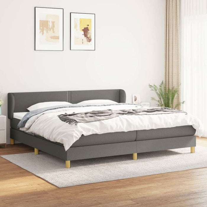 Pat box spring cu saltea, gri închis, 200x200 cm, textil - WALTI WALTI