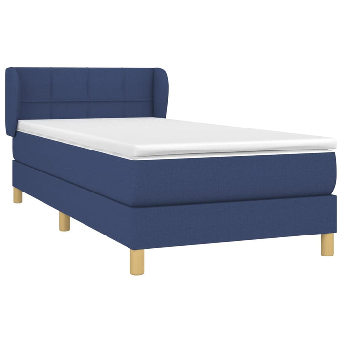 Pat box spring cu saltea, albastru, 90x200 cm, textil - WALTI WALTI