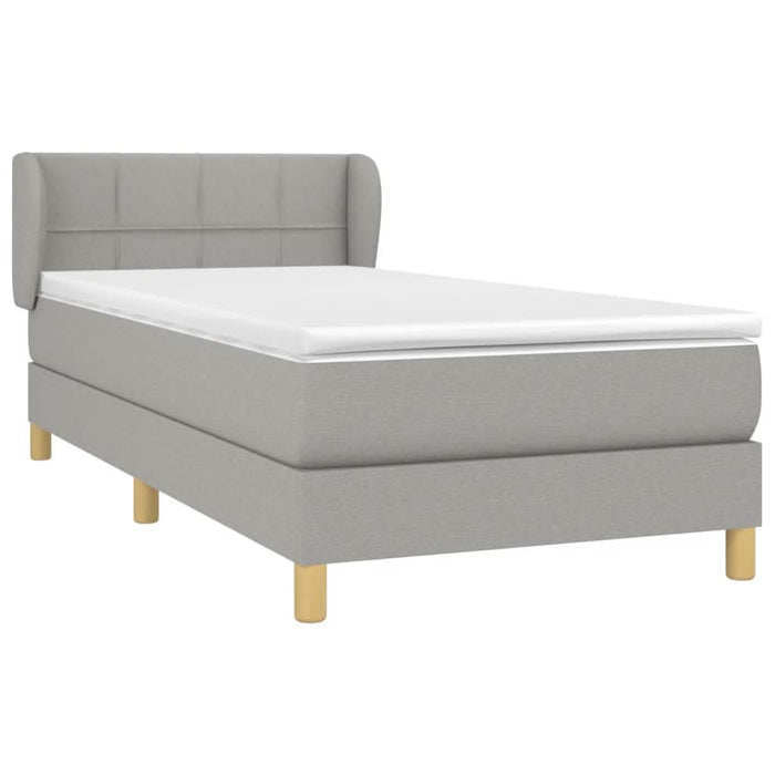 Pat box spring cu saltea, gri deschis, 100x200 cm, textil - WALTI WALTI