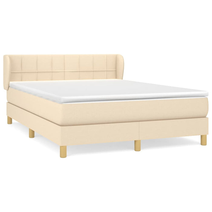 Pat box spring cu saltea, crem, 140x200 cm, textil - WALTI WALTI