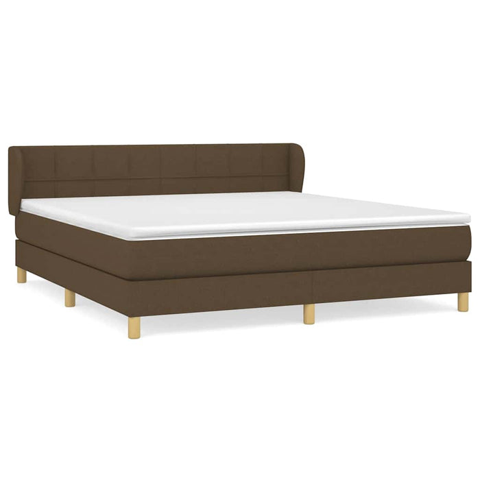 Pat box spring cu saltea, maro închis, 160x200 cm, textil WALTI