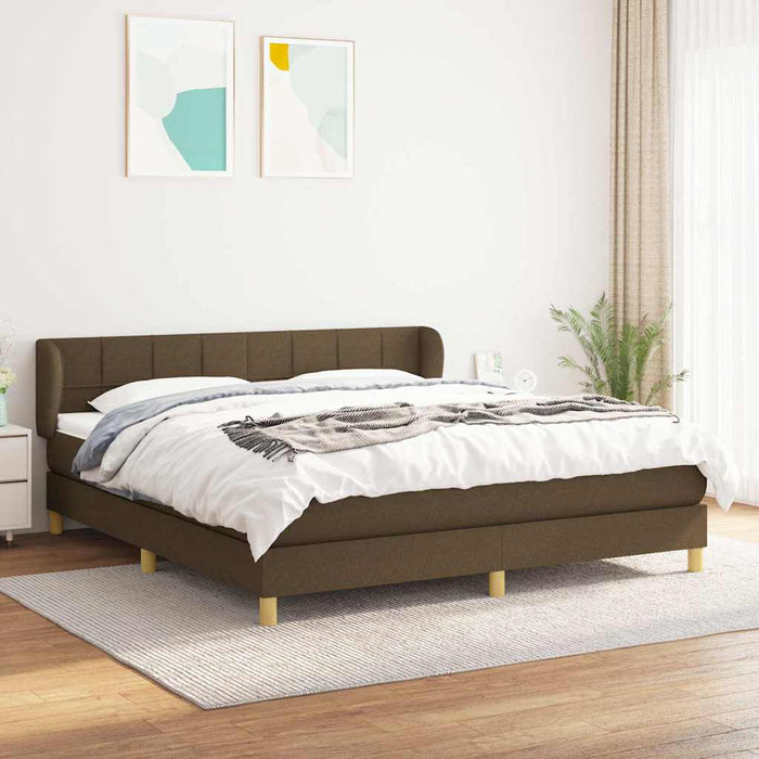 Pat box spring cu saltea, maro închis, 160x200 cm, textil WALTI