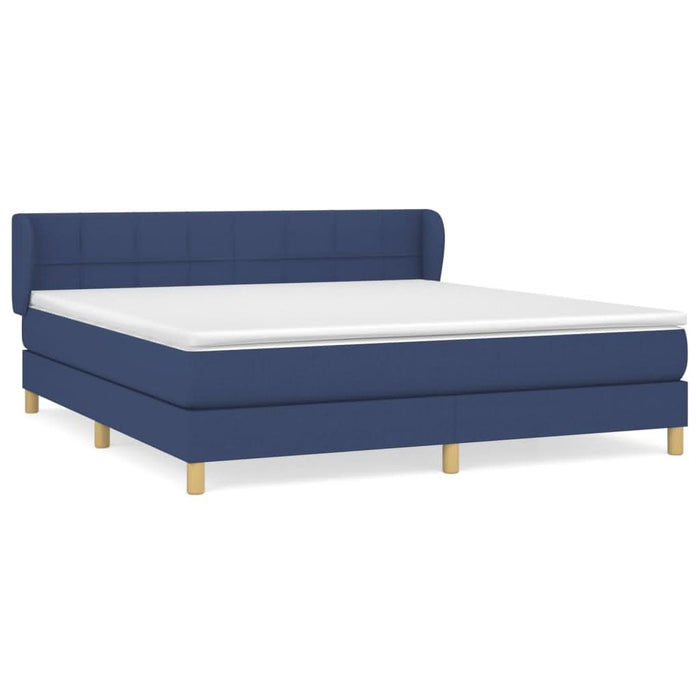Pat box spring cu saltea, albastru, 180x200 cm, material textil - WALTI WALTI