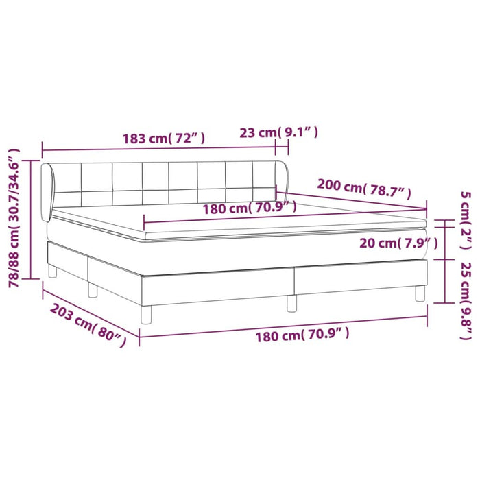 Pat box spring cu saltea, albastru, 180x200 cm, material textil - WALTI WALTI