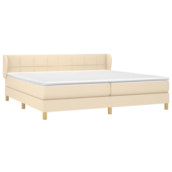 Pat box spring cu saltea, crem, 200x200 cm, textil - WALTI WALTI