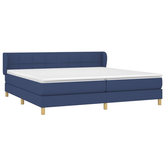 Pat box spring cu saltea, albastru, 200x200 cm, textil WALTI