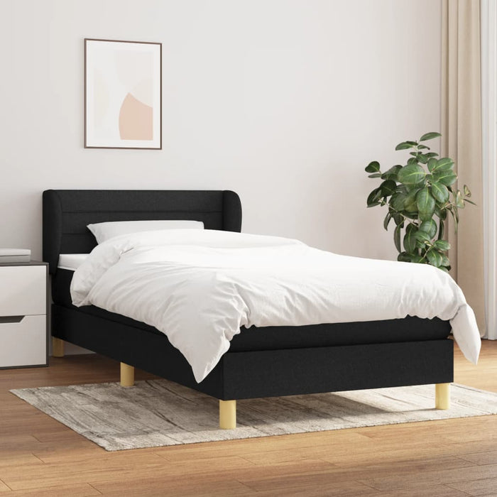 Pat box spring cu saltea, negru, 80x200 cm, textil - WALTI WALTI