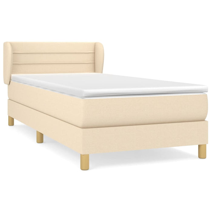 Pat box spring cu saltea, crem, 80x200 cm, textil WALTI