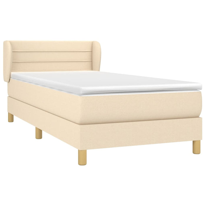 Pat box spring cu saltea, crem, 80x200 cm, textil WALTI