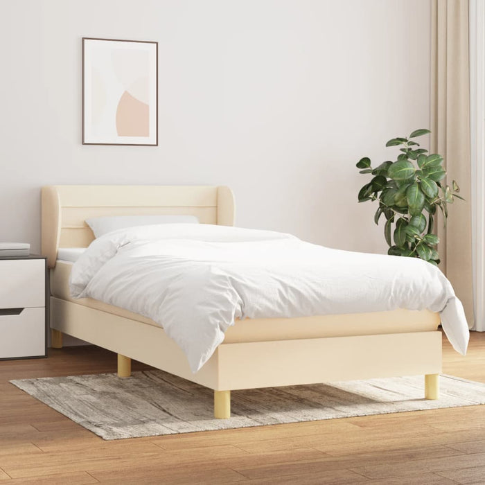 Pat box spring cu saltea, crem, 80x200 cm, textil WALTI