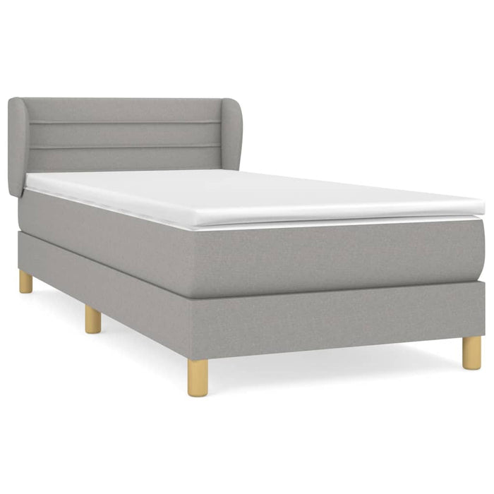 Pat box spring cu saltea, gri deschis, 90x200 cm, textil - WALTI WALTI