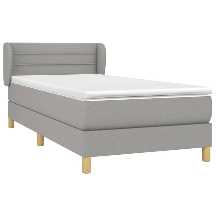 Pat box spring cu saltea, gri deschis, 100x200 cm, textil - WALTI WALTI