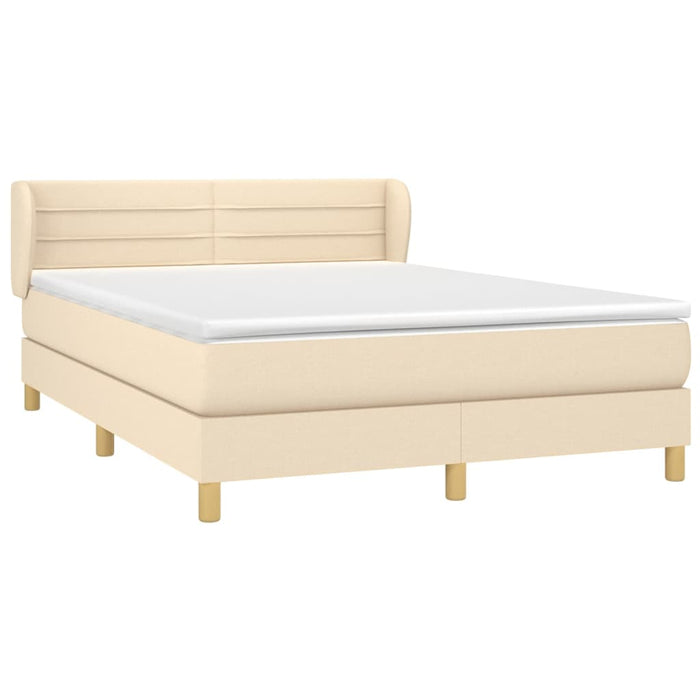 Pat box spring cu saltea, crem, 140x200 cm, textil WALTI