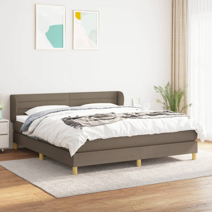 Pat box spring cu saltea, gri taupe, 160x200 cm material textil - WALTI WALTI