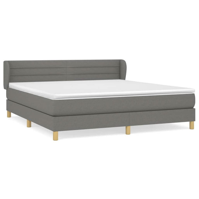 Pat box spring cu saltea, gri închis, 180x200 cm, textil - WALTI WALTI