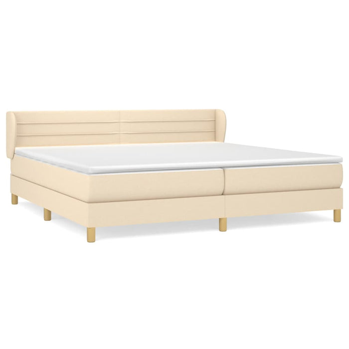 Pat box spring cu saltea, crem, 200x200 cm, textil - WALTI WALTI