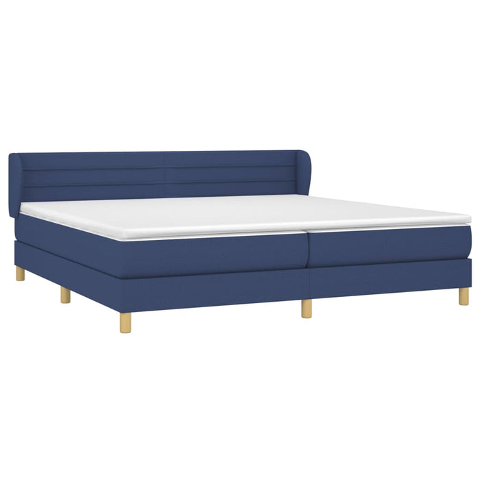 Pat box spring cu saltea, albastru, 200x200 cm, textil - WALTI WALTI