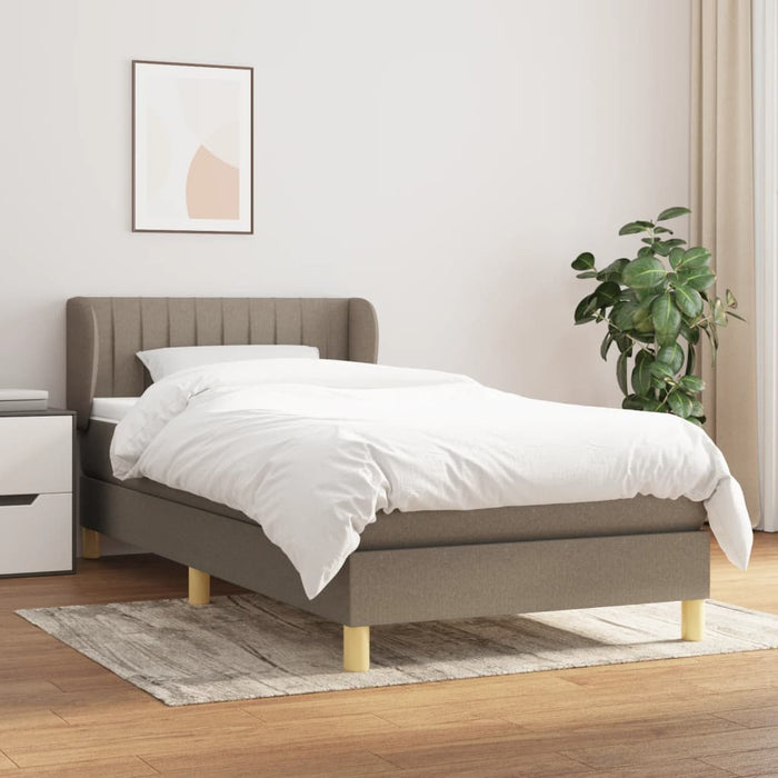 Pat box spring cu saltea, gri taupe, 90x190 cm, textil - WALTI WALTI