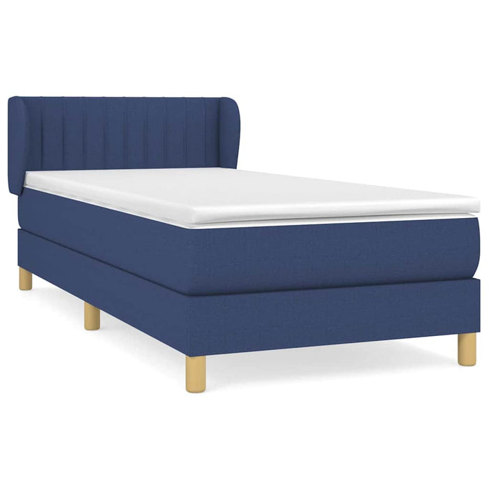 Pat box spring cu saltea, albastru, 90x190 cm, textil - WALTI WALTI