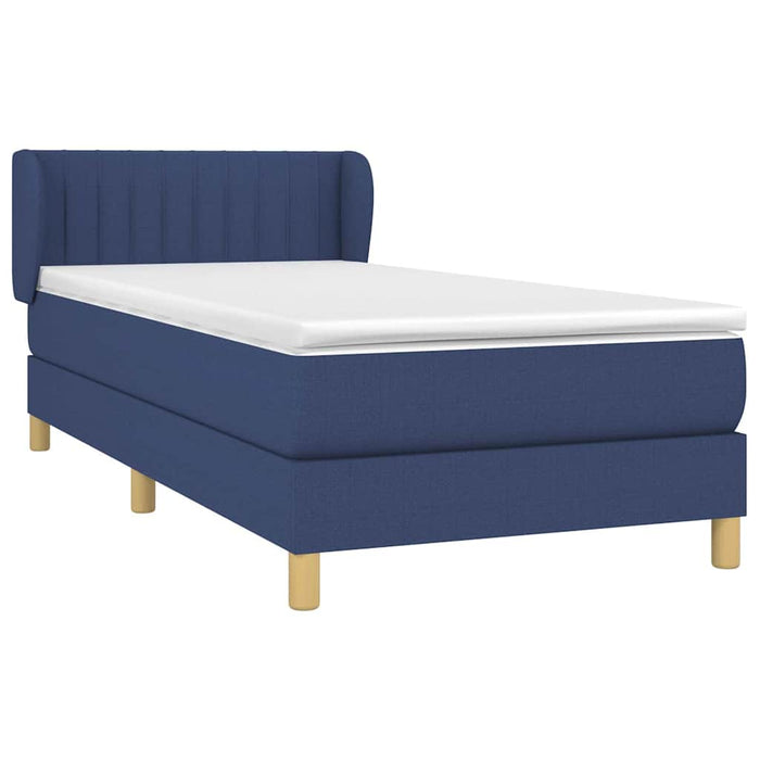 Pat box spring cu saltea, albastru, 90x190 cm, textil - WALTI WALTI