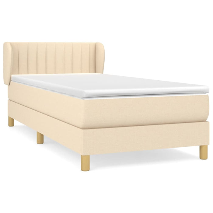 Pat box spring cu saltea, crem, 90x200 cm, textil - WALTI WALTI
