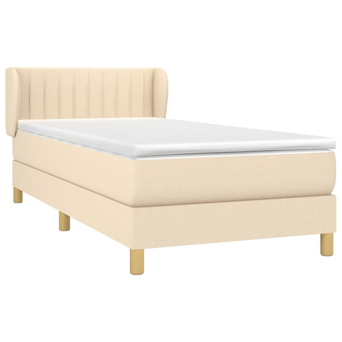 Pat box spring cu saltea, crem, 90x200 cm, textil - WALTI WALTI