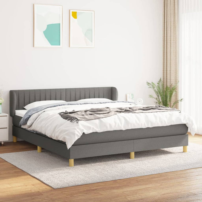 Pat continental cu saltea, gri închis, 160x200 cm, țesătură WALTI
