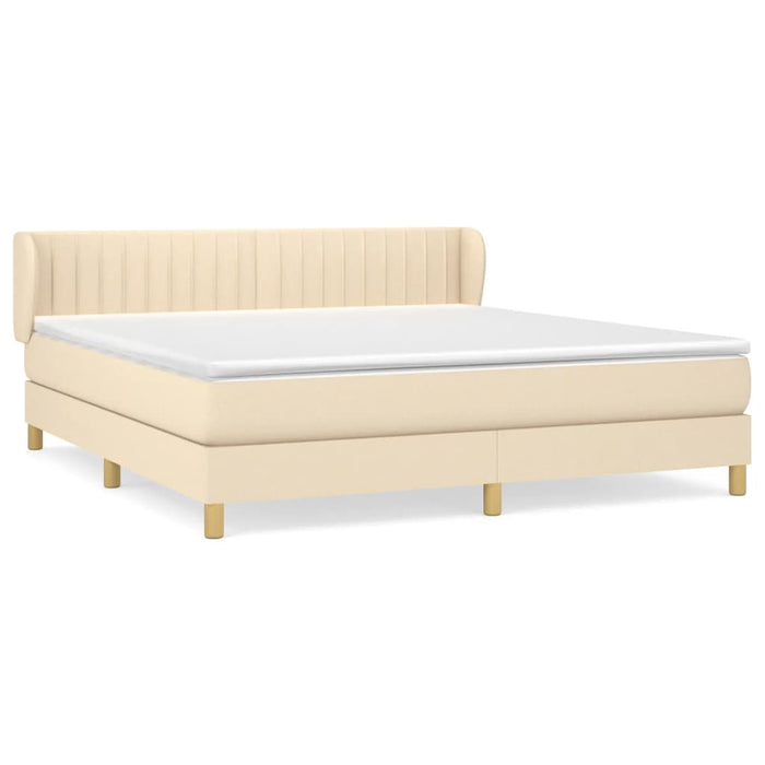Pat box spring cu saltea, crem, 160x200 cm, material textil - WALTI WALTI
