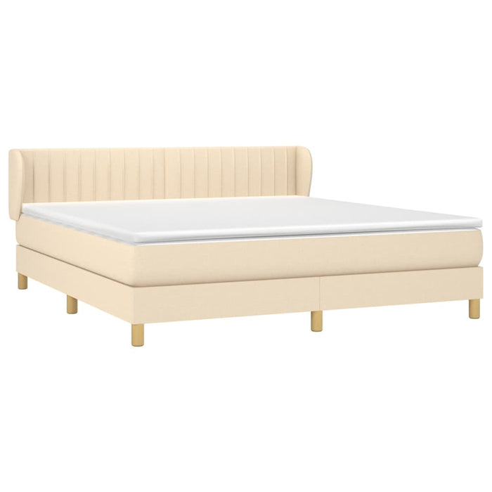 Pat box spring cu saltea, crem, 160x200 cm, material textil - WALTI WALTI