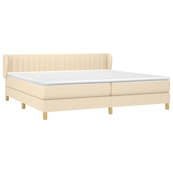 Pat box spring cu saltea, crem, 200x200 cm, textil - WALTI WALTI