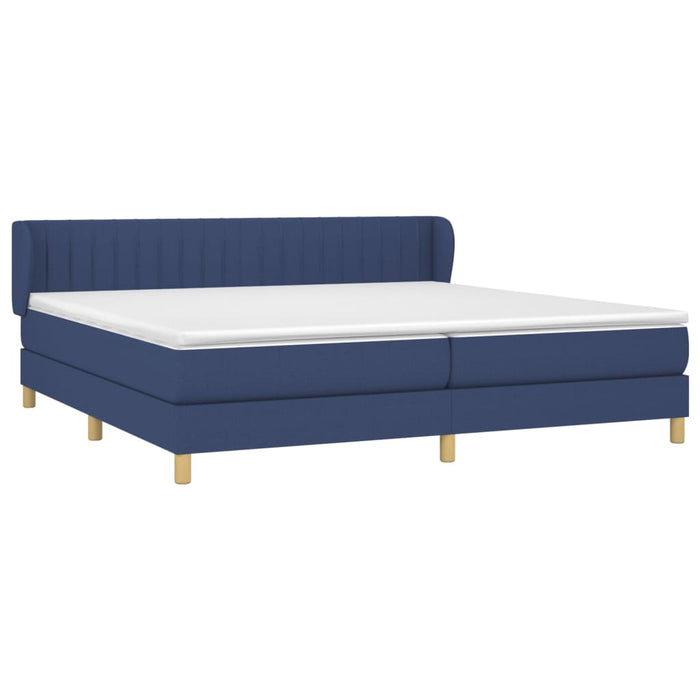 Pat box spring cu saltea, albastru, 200x200 cm, textil - WALTI WALTI
