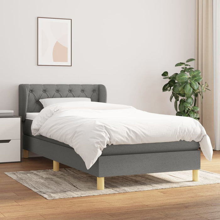 Pat box spring cu saltea, gri închis, 80x200 cm, textil - WALTI WALTI