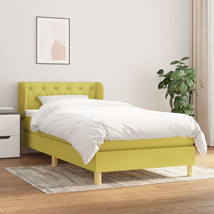 Pat box spring cu saltea, verde, 80x200 cm, textil WALTI
