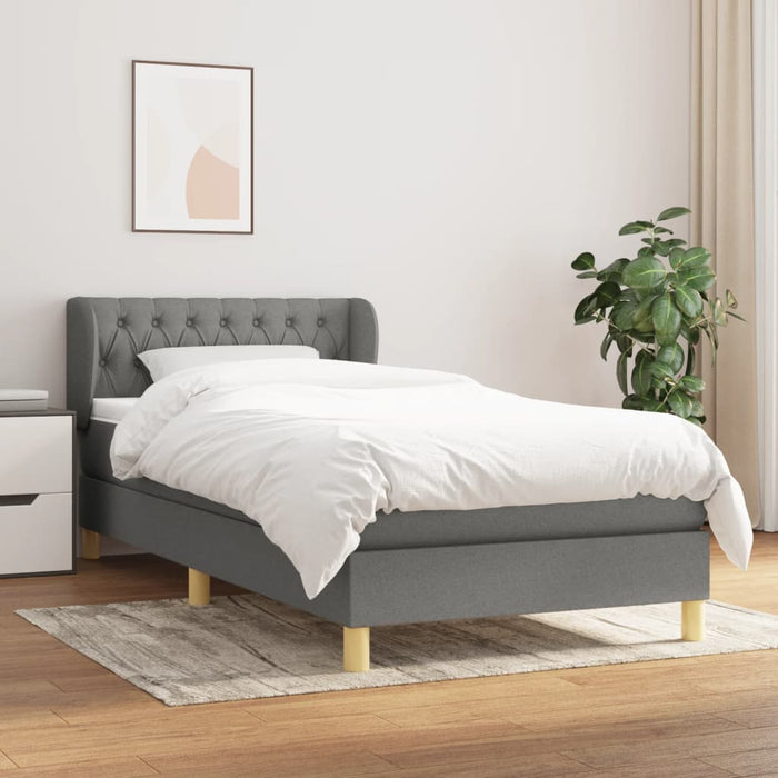 Pat box spring cu saltea, gri închis, 90x190 cm, textil - WALTI WALTI
