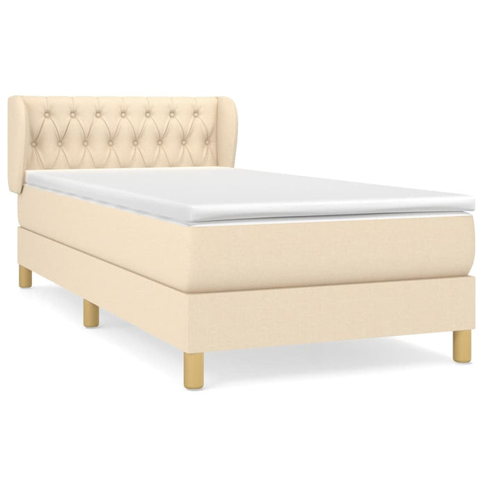 Pat box spring cu saltea, crem, 90x190 cm, textil - WALTI WALTI