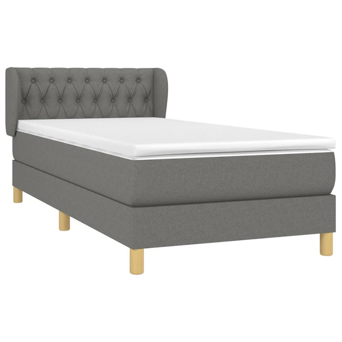 Pat box spring cu saltea, gri închis, 90x200 cm, textil - WALTI WALTI