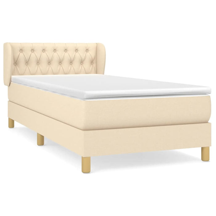 Pat box spring cu saltea, crem, 90x200 cm, textil - WALTI WALTI