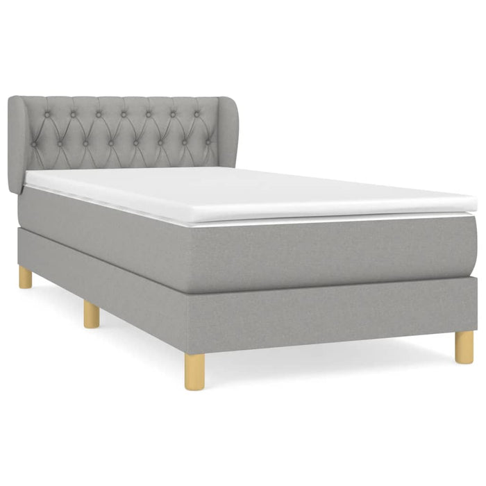 Pat box spring cu saltea, gri deschis, 100x200 cm, textil - WALTI WALTI