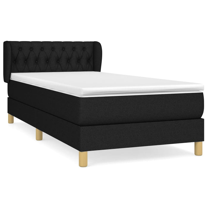 Pat box spring cu saltea, negru, 100x200 cm, textil - WALTI WALTI